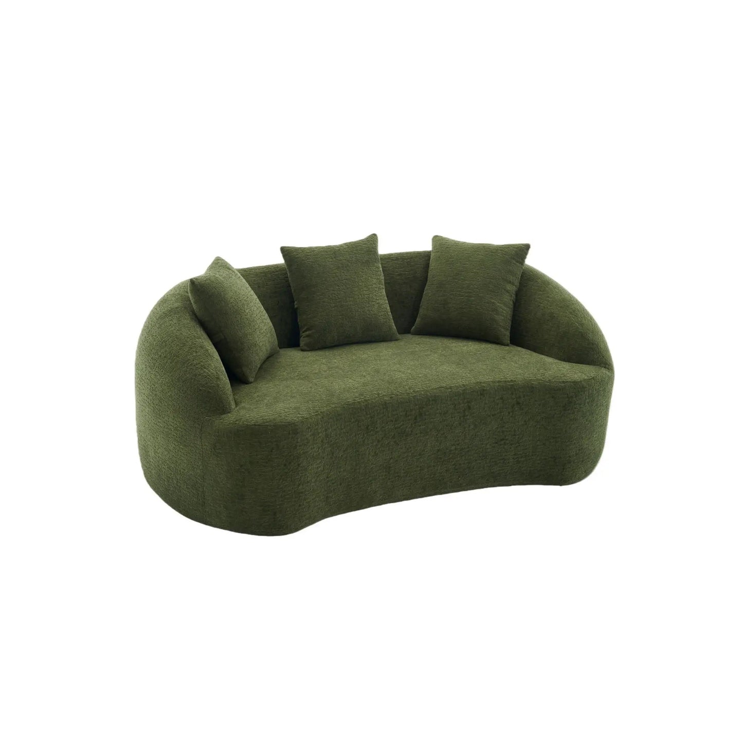 Loveseat sofa compact design for small spaces with green textured fabric cushions on Tampa Home & Garden Store