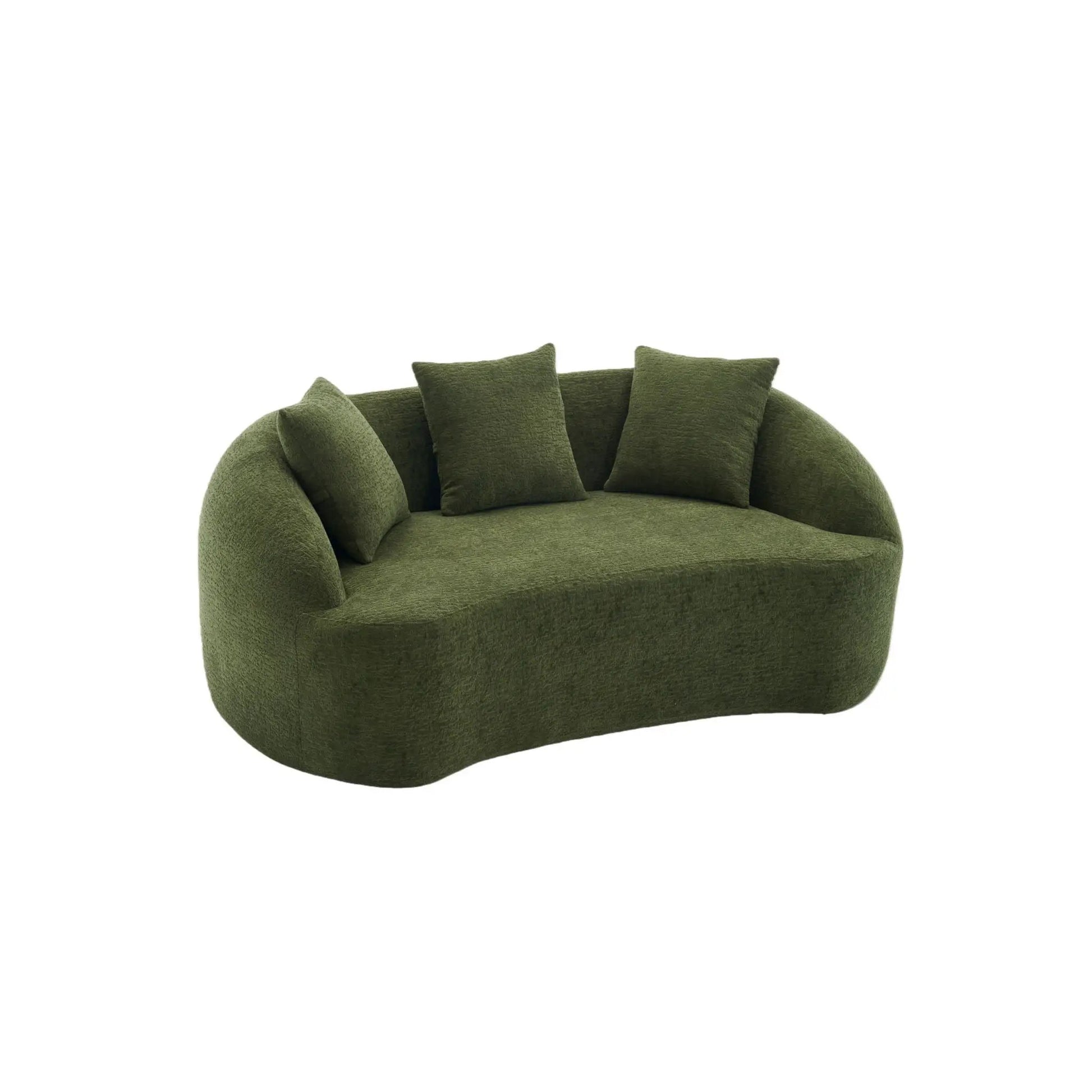 Loveseat sofa compact design for small spaces with green textured fabric cushions on Tampa Home & Garden Store