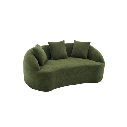 Loveseat sofa compact design for small spaces with green textured fabric cushions on Tampa Home & Garden Store