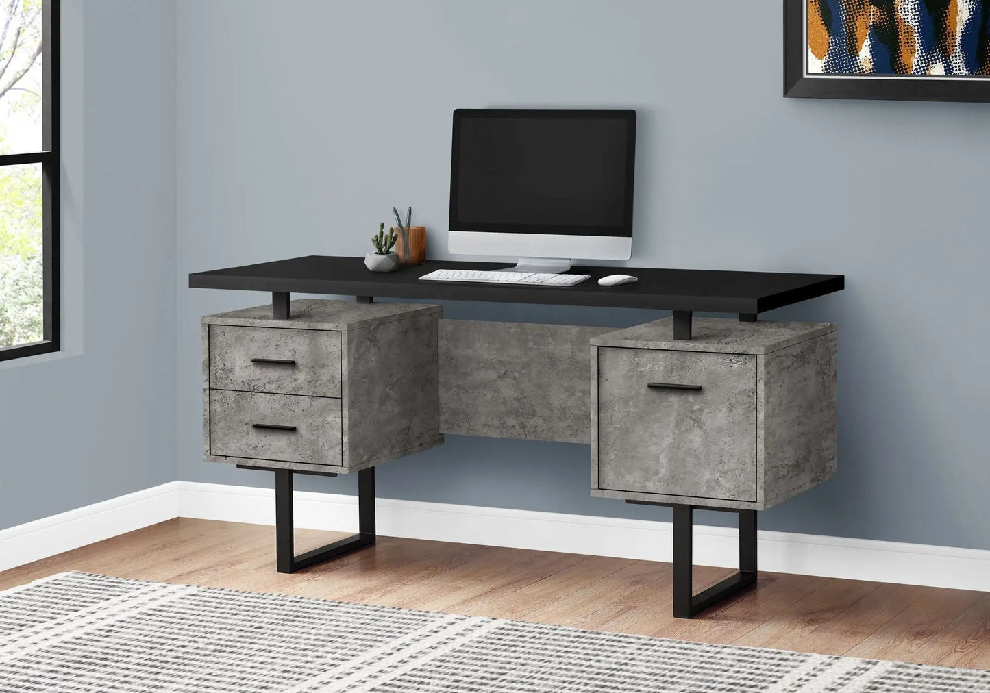 60 Inch Computer Desk For Home Office Drawers