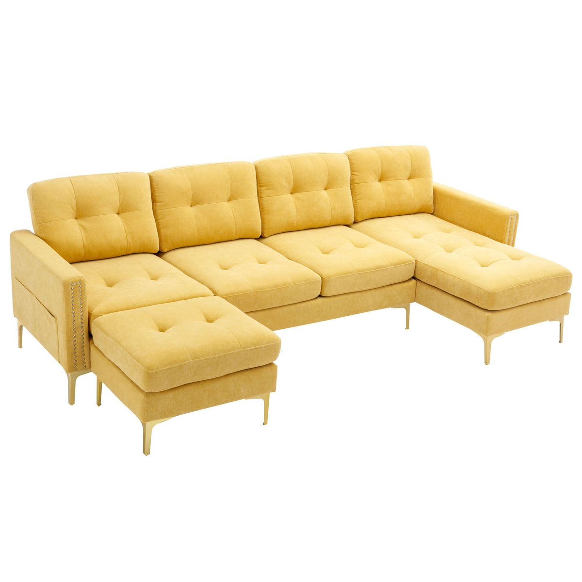 Modern Convertible Sectional Sofa and Ottoman