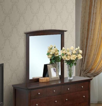 Elegant wall mirror with dark wood veneer frame atop a dresser by HouseOfZazla on Tampa Home & Garden Store