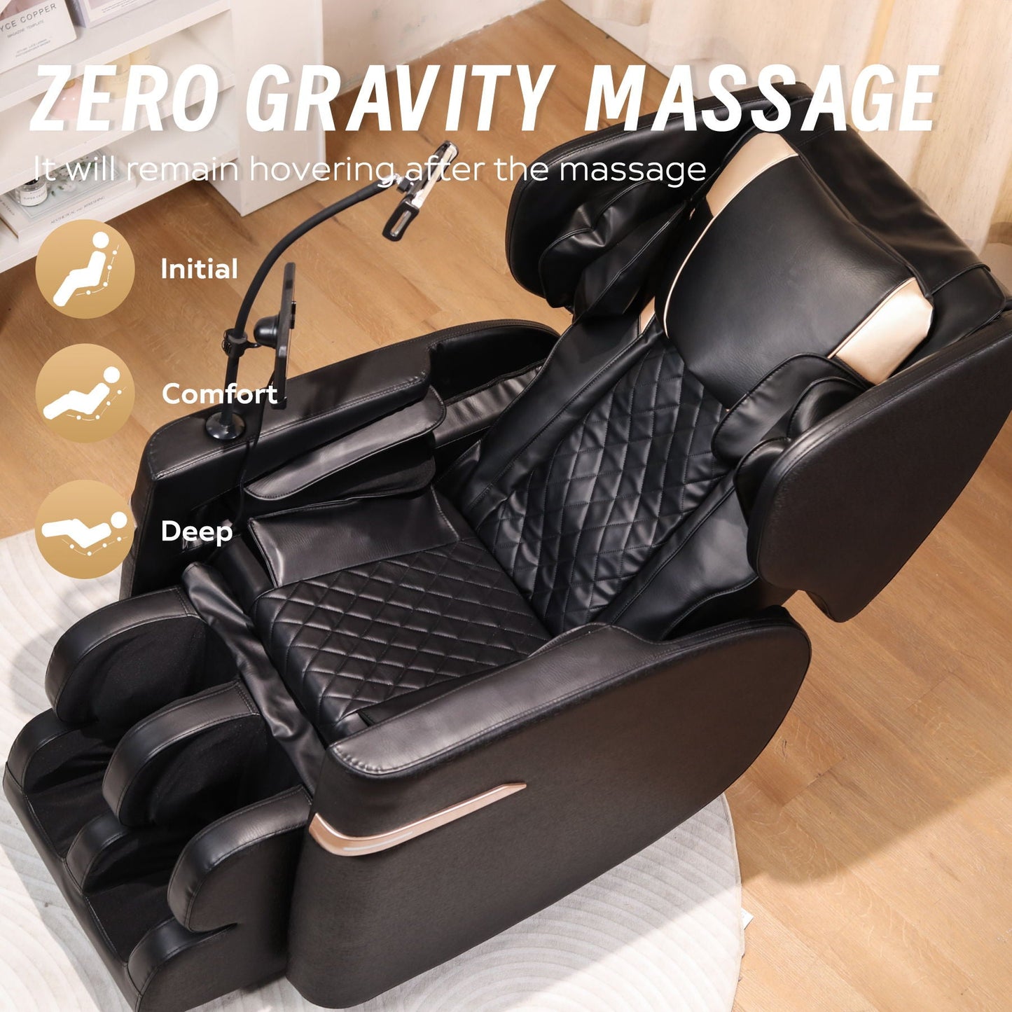 Massage chair recliner in black leatherette with quilted seat by HouseOfZazla on Tampa Home & Garden Store