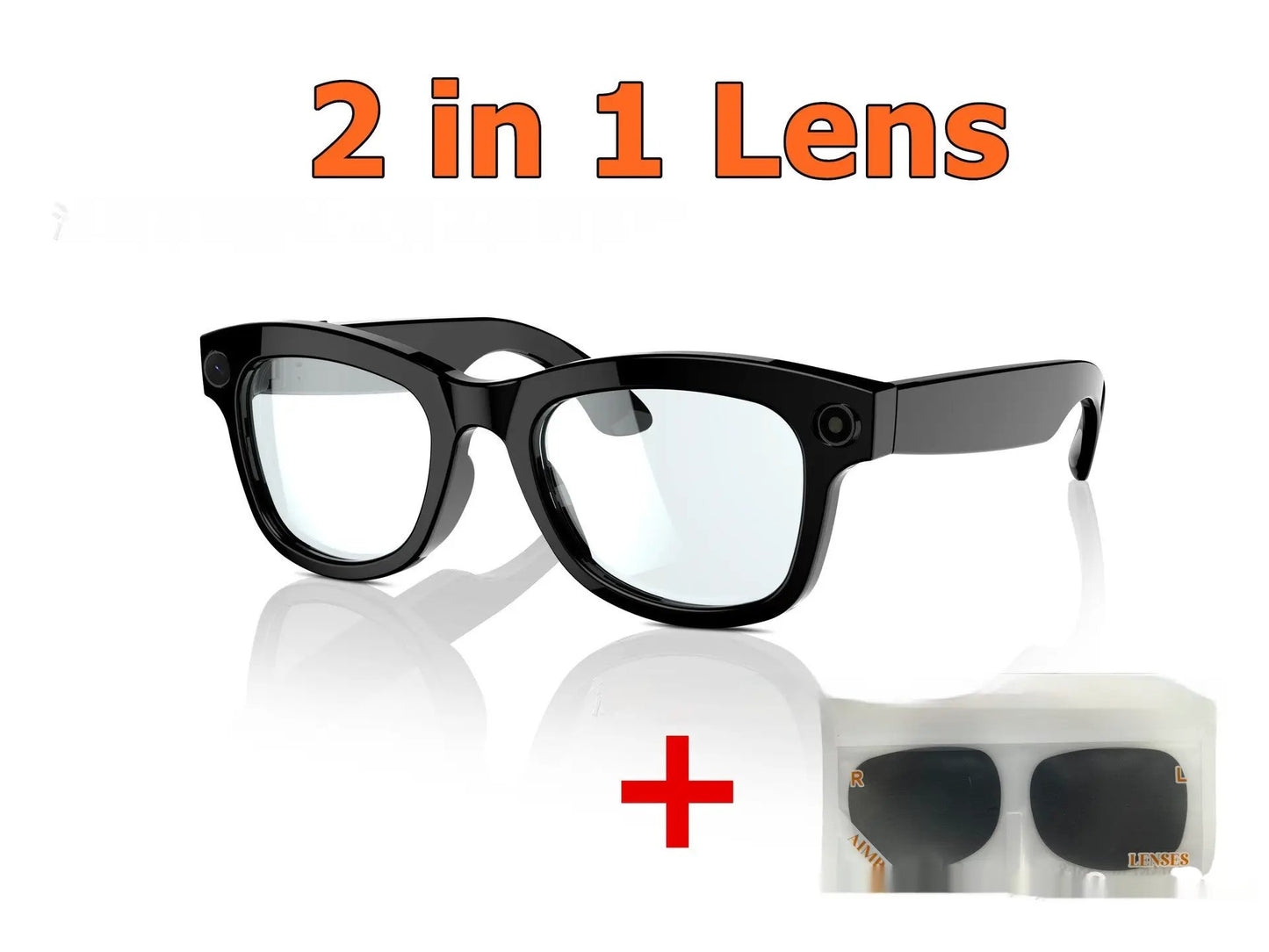 AI Glasses Sunglasses with built-in camera, black frame, 2 in 1 lens, FLIPSTYLEZLLC on Tampa Home & Garden Store