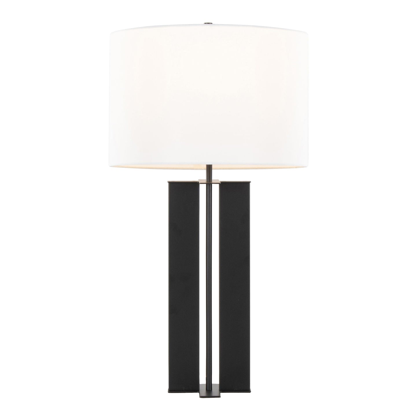 Cosmo - Contemporary Table Lamp by HouseOfZazla, white shade with black metal base on Tampa Home & Garden Store