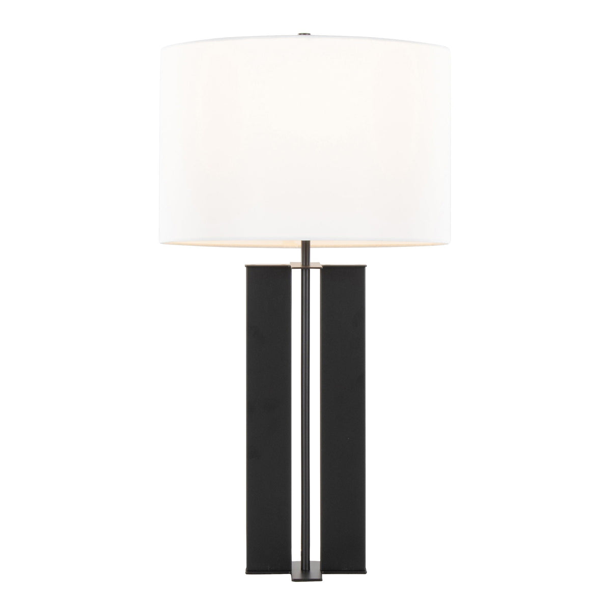 Cosmo - Contemporary Table Lamp by HouseOfZazla, white shade with black metal base on Tampa Home & Garden Store