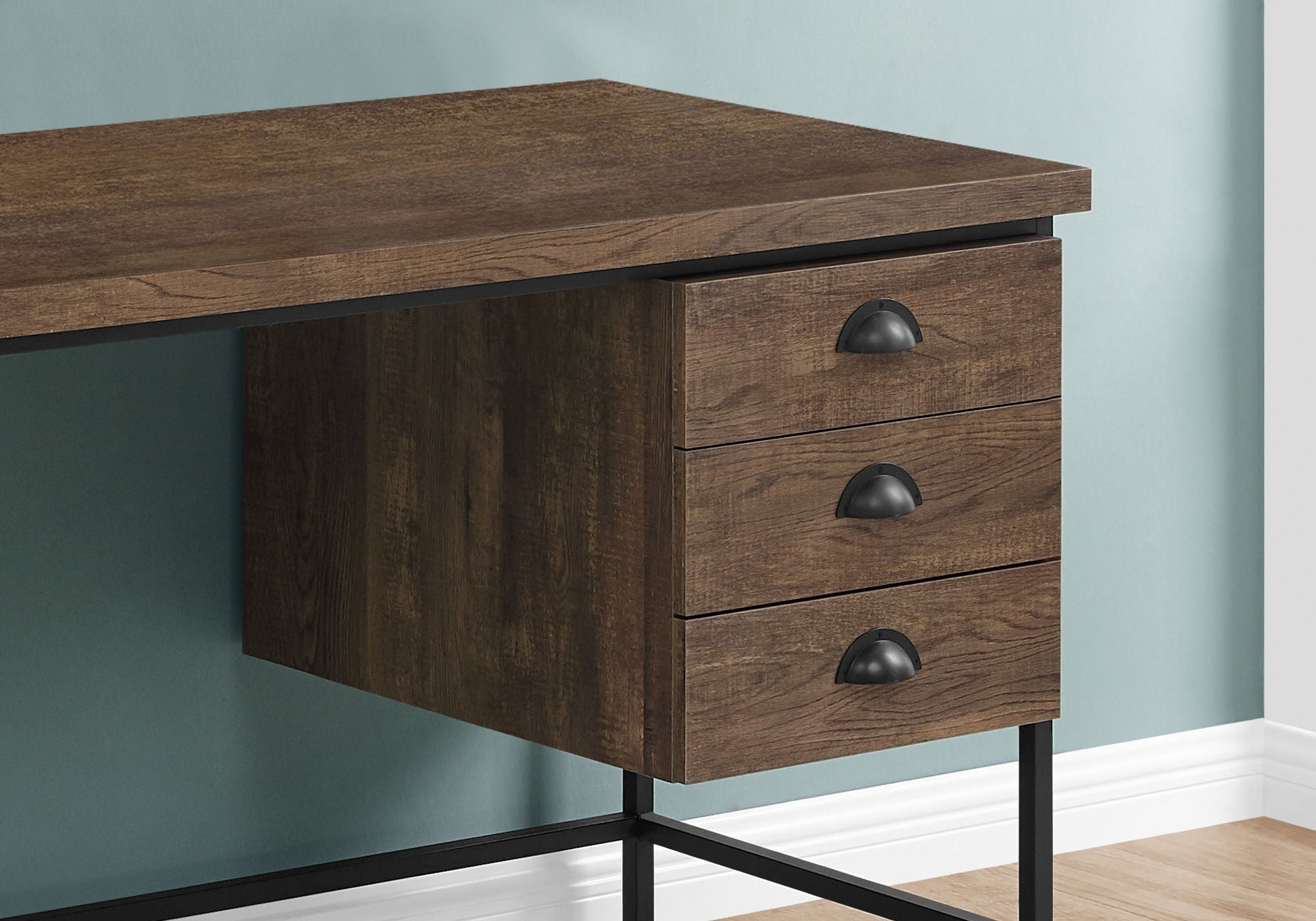 Computer desk dark wood with 3 storage drawers by HouseOfZazla for home office on Tampa Home & Garden Store