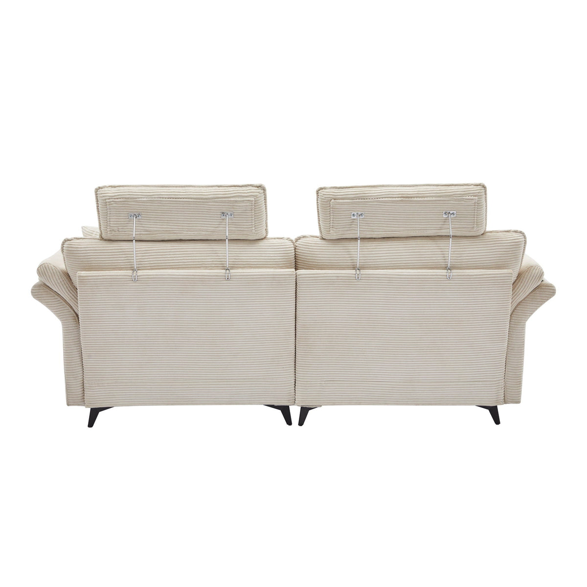 Modern deep-seat sectional sofa with ottoman in beige corduroy by HouseOfZazla with metal legs on Tampa Home & Garden Store