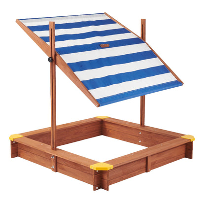 Large Outdoor Wooden Sandbox With Canopy