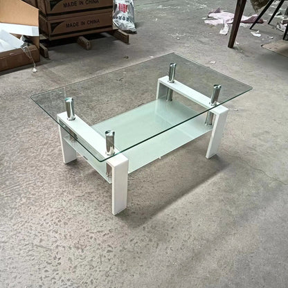 Tempered Glass Table With Storage For Living Room