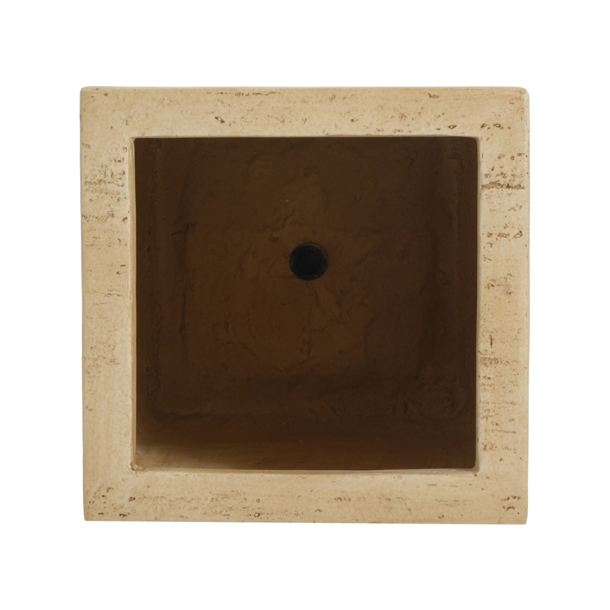 Planter by HouseOfZazla, modern outdoor beige travertine square planter with dark interior on Tampa Home & Garden Store