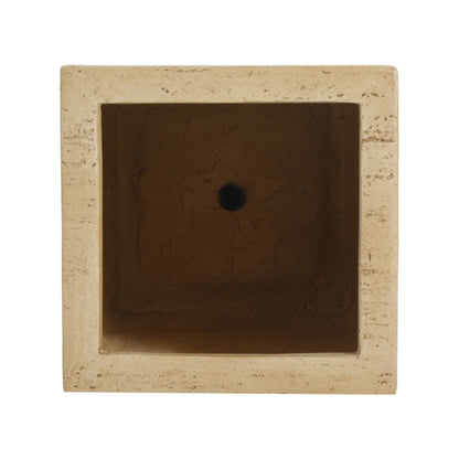 Planter by HouseOfZazla, modern outdoor beige travertine square planter with dark interior on Tampa Home & Garden Store