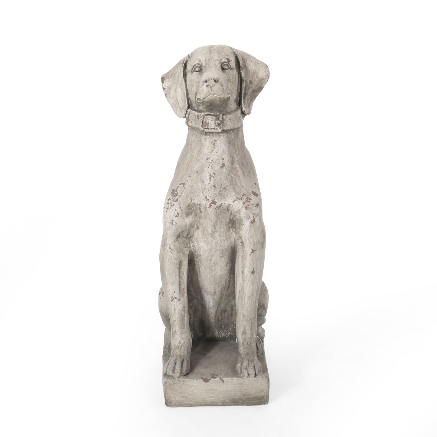 MGO Dog Decor outdoor dog statue antique gray weathered finish on Tampa Home & Garden Store