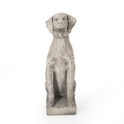 MGO Dog Decor outdoor dog statue antique gray weathered finish on Tampa Home & Garden Store