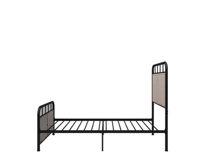 Twin Size Linen and Metal Upholstered Bed Frame