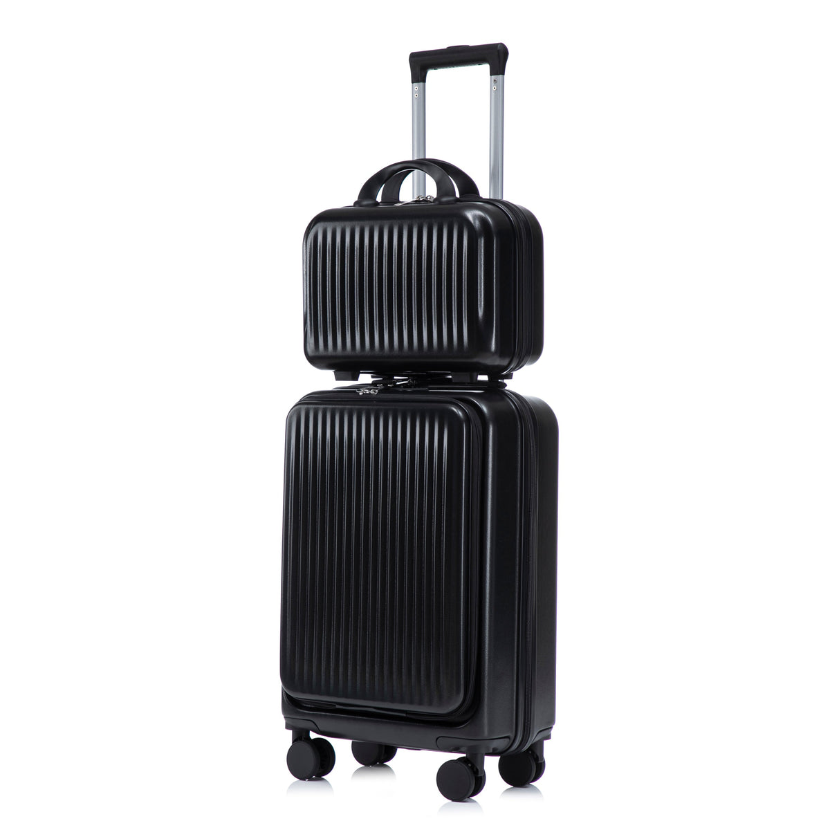 ABS spinner luggage set black hard-shell; 14 & 20 in with cosmetic case, three-piece on Tampa Home & Garden Store