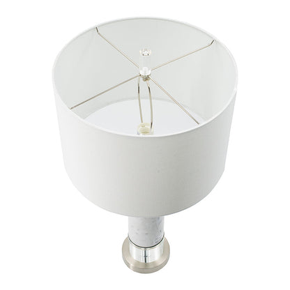 Sculpted Marble & Crystal Cylinder Table Lamp fabric shade with marble base and chrome accents HouseOfZazla on Tampa Home & Garden Store