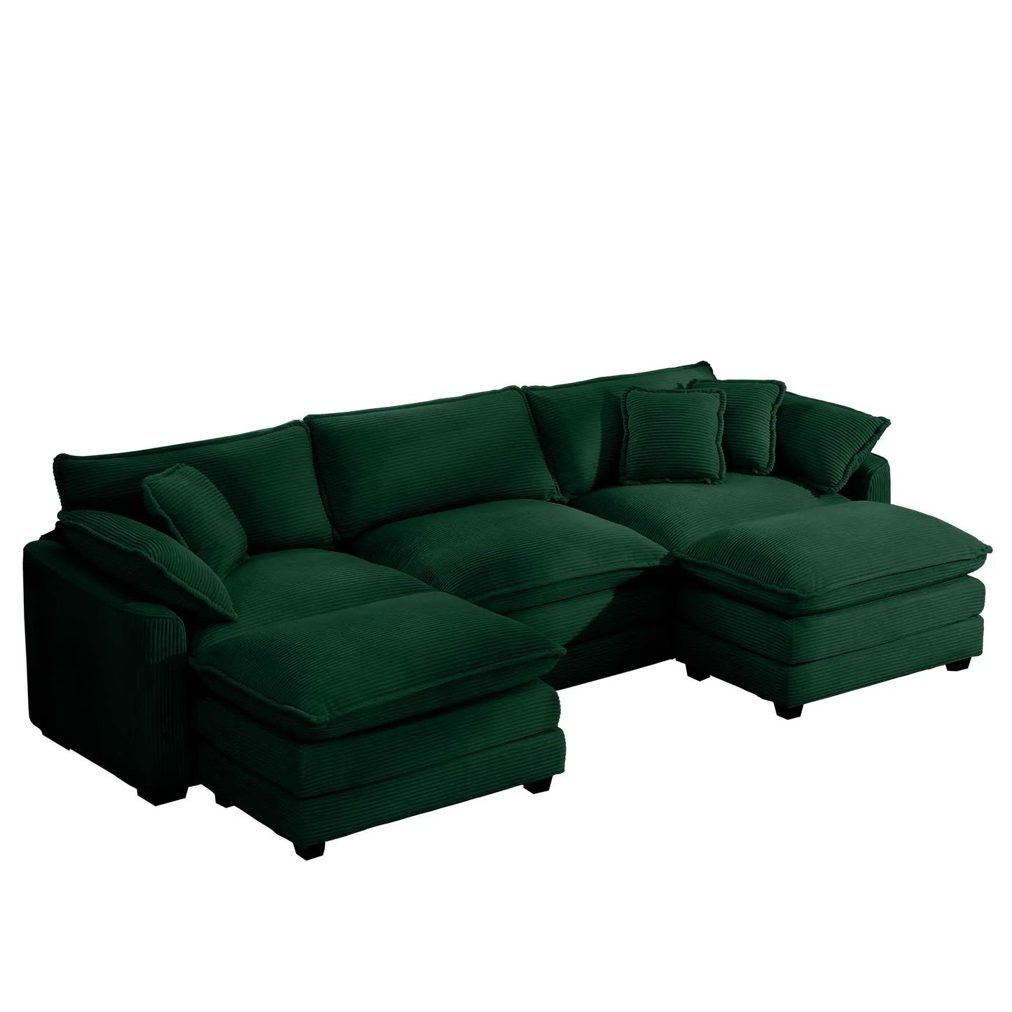 Green oversized modular sofa with ottoman; low back, deep seating, 3-piece set on Tampa Home & Garden Store