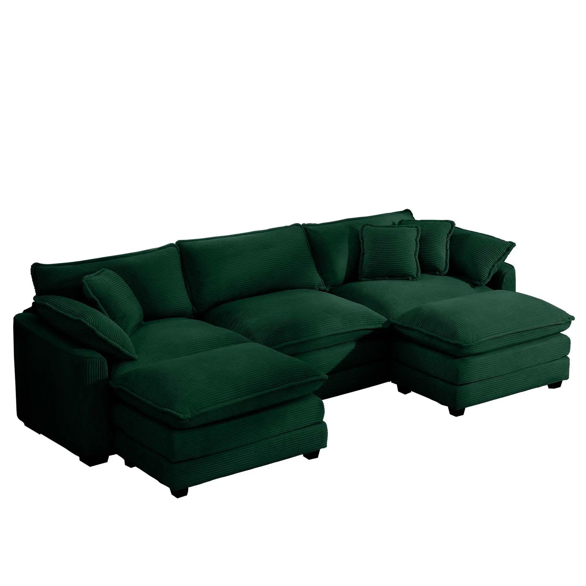 Green oversized modular sofa with ottoman; low back, deep seating, 3-piece set on Tampa Home & Garden Store