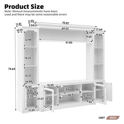 All-In-One TV Stand with Bookcase for TVs Up To 65 Inches White finish HouseOfZazla on Tampa Home & Garden Store