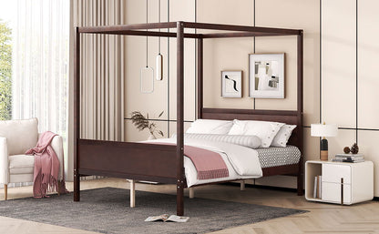 Modern Canopy Platform Bed and Wooden Headboard