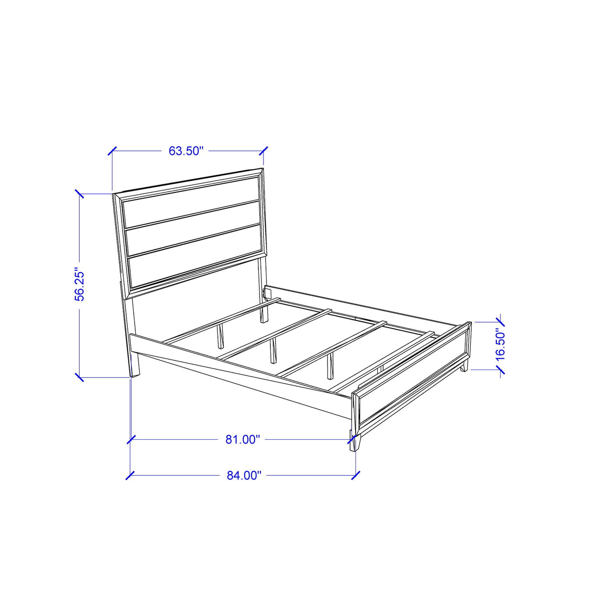 Mirage 5 Piece Bedroom Set blueprint with slatted bed frame and paneled headboard on Tampa Home & Garden Store