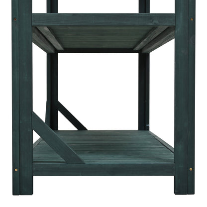TOPMAX 65in wooden farmhouse outdoor potting bench by HouseOfZazla, dark green finish on Tampa Home & Garden Store