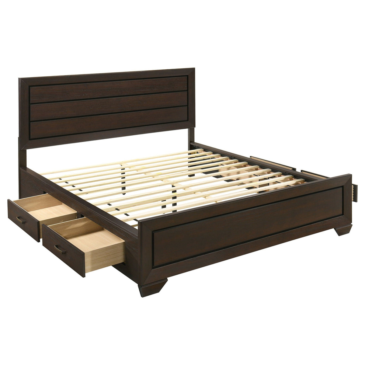 Holmgren panel bed with side drawers in dark wood finish by HouseOfZazla on Tampa Home & Garden Store