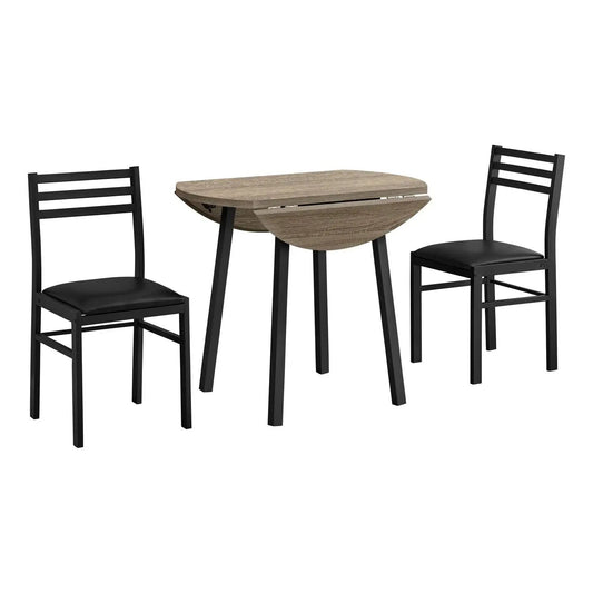 3-piece drop-leaf dining set with black ladder-back chairs, wood top and legs Unique Piece on Tampa Home & Garden Store