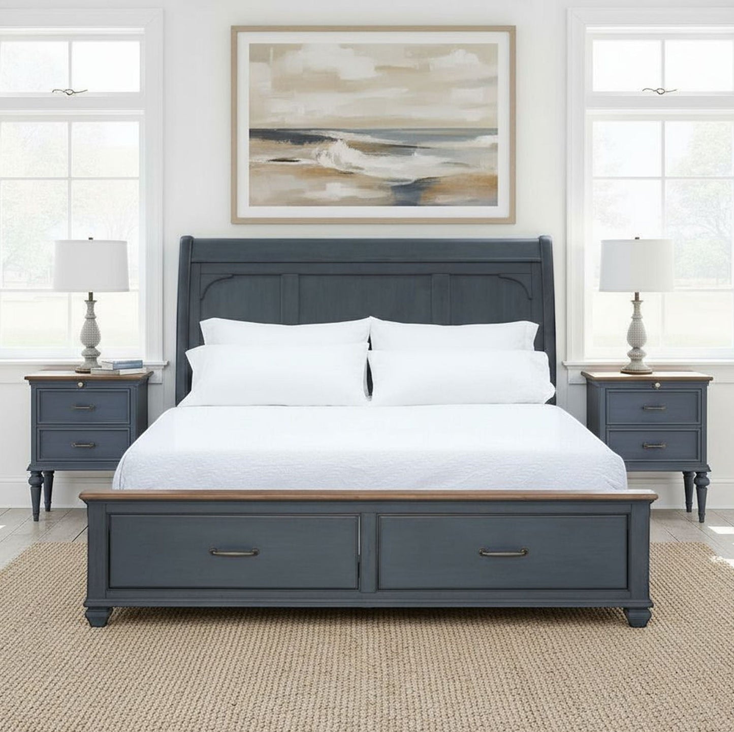 King Sleigh Bed USB Ports and Storage Drawers