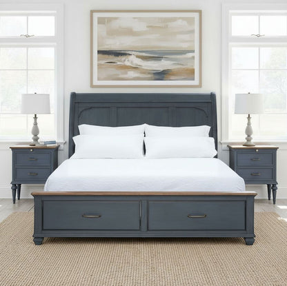 King Sleigh Bed USB Ports and Storage Drawers