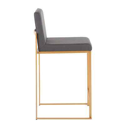 Contemporary high back counter stool with gray upholstery and gold frame by HouseOfZazla on Tampa Home & Garden Store