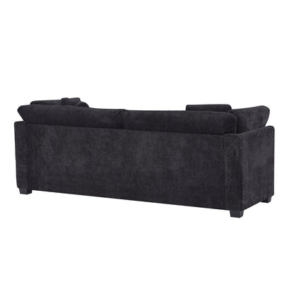 Modern Chenille Sofa and Flared Arms Black