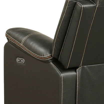 Challenger LED Power Recliner Chair in black leather with white stitching and side control on Tampa Home & Garden Store