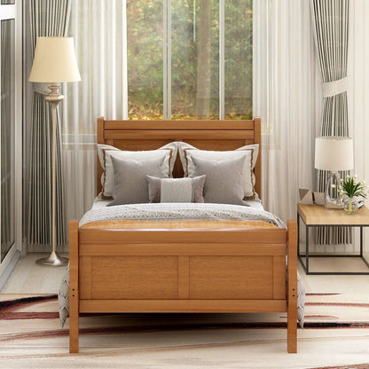 Platform bed frame with sleigh headboard and footboard, wood slat foundation, Unique Piece Furniture on Tampa Home & Garden Store