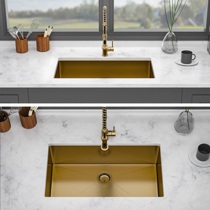 Finish undermount stainless steel sink, 32x19, 16GA, deep single bowl, gold, HouseOfZazla on Tampa Home & Garden Store