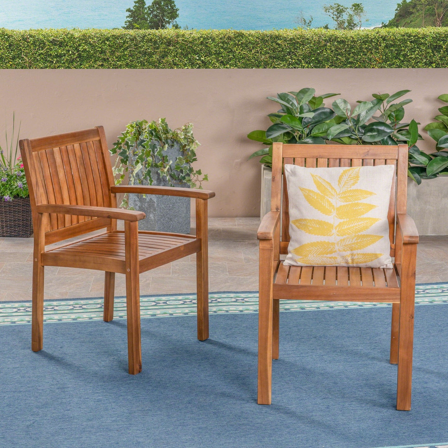 the Acacia Outdoor Dining Chairs and Slat Panels