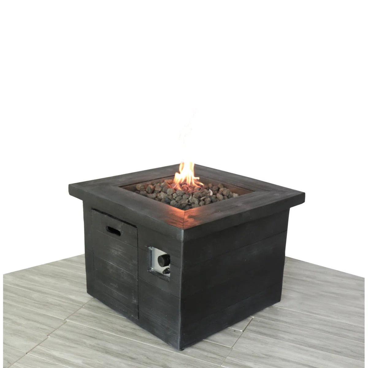 Fiber reinforced fire pit table charcoal black with 40,000 BTU and lava rocks HouseOfZazla on Tampa Home & Garden Store