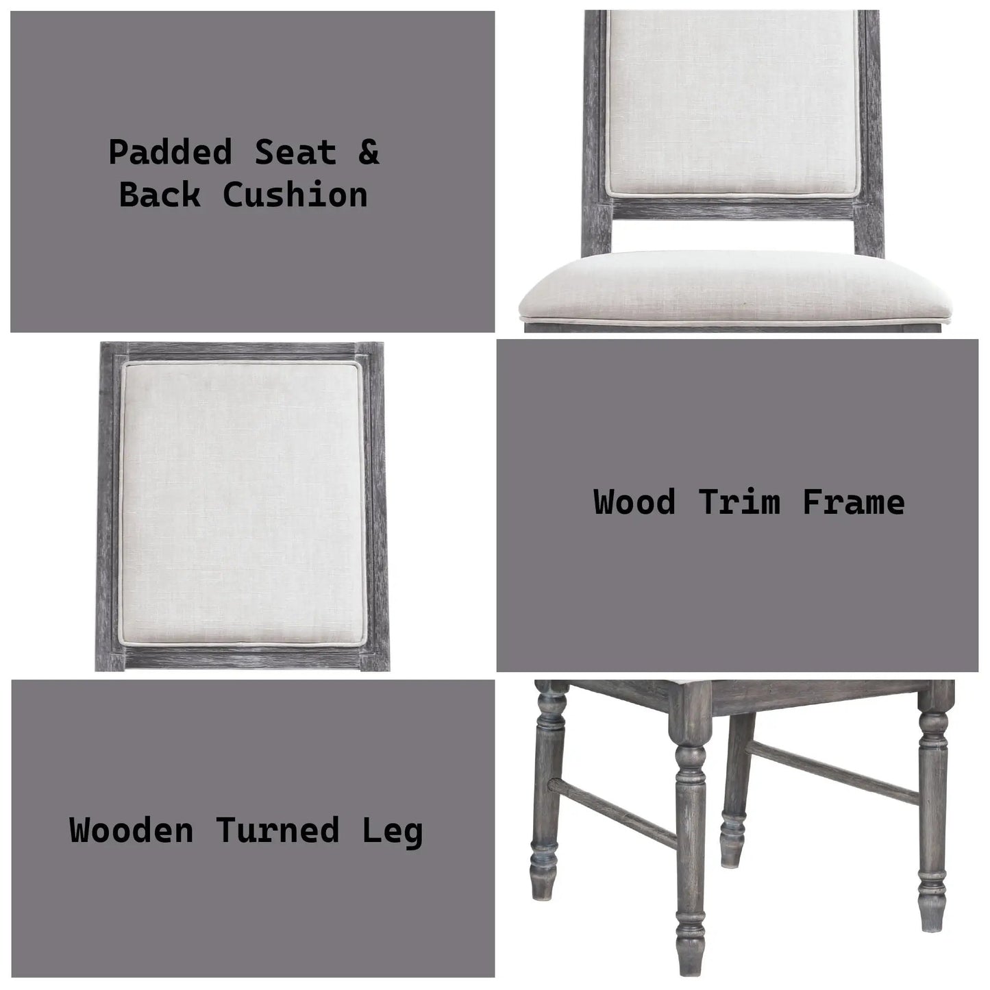 Weathered Side Chair in Cream and Gray Finish