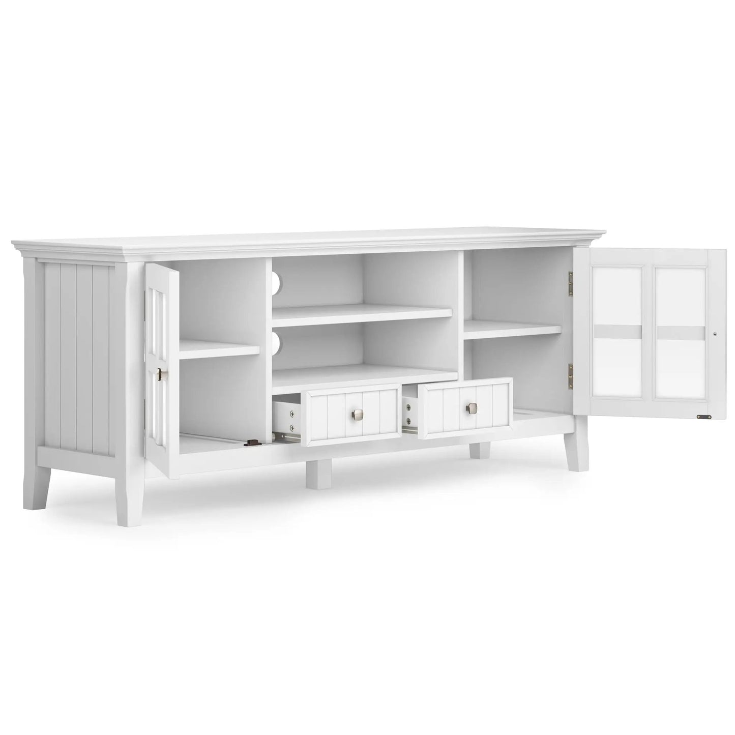 Acadian Media Stand with Glass Doors and Drawers