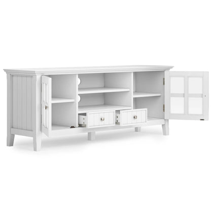 Acadian Media Stand with Glass Doors and Drawers