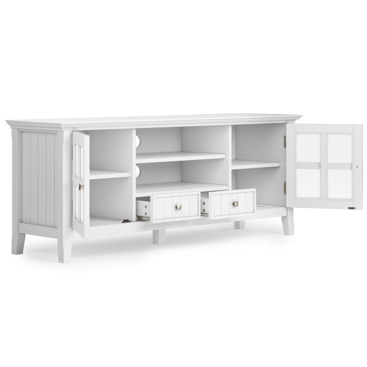 Solid Wood TV Stand with Drawers and Cabinet Storage white finish open shelves by HouseOfZazla on Tampa Home & Garden Store