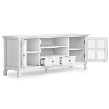 Solid Wood TV Stand with Drawers and Cabinet Storage white finish open shelves by HouseOfZazla on Tampa Home & Garden Store