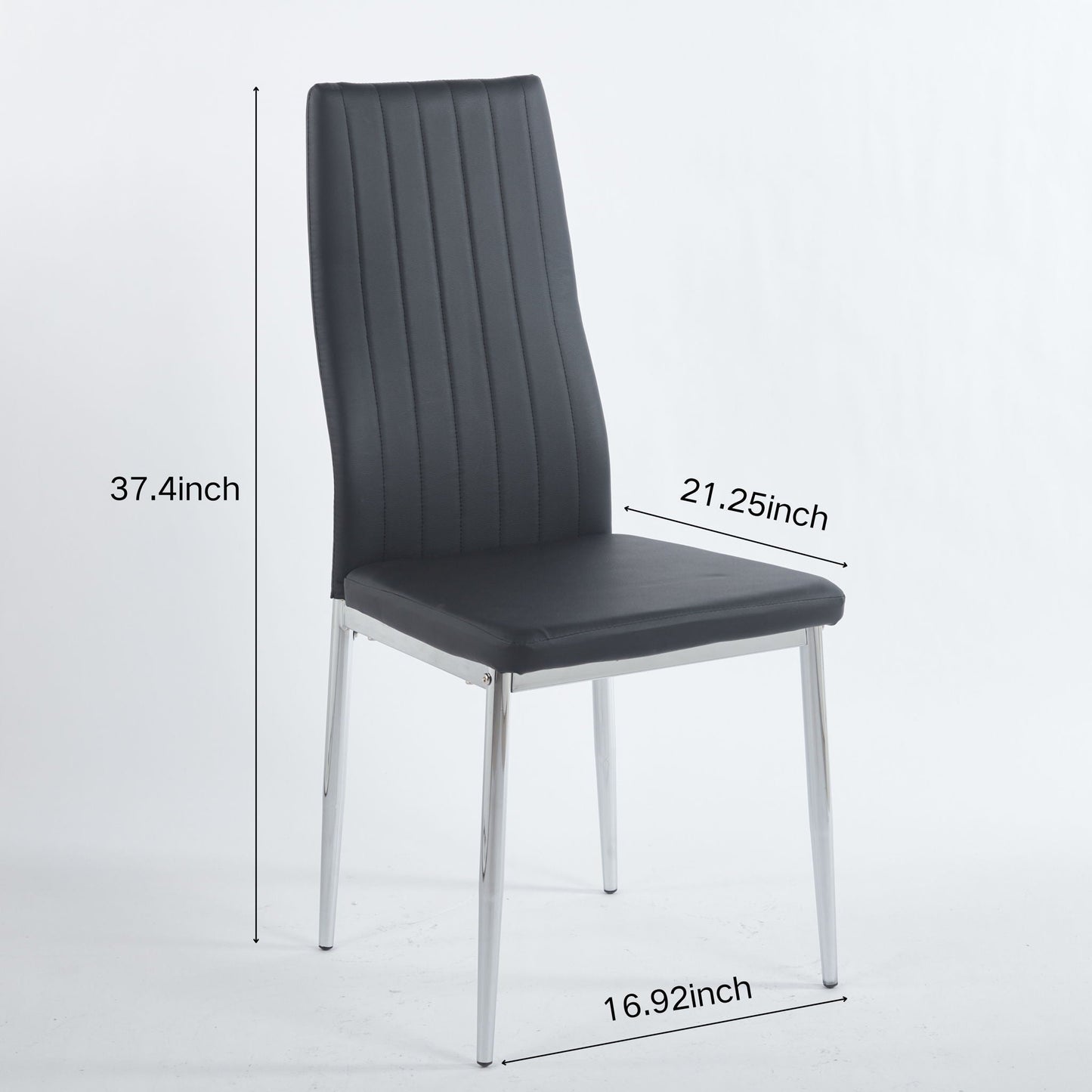 Minimalist Design Dining Chair set of 4, black faux leather upholstery with chrome legs HouseOfZazla on Tampa Home & Garden Store