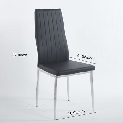 Minimalist Design Dining Chair set of 4, black faux leather upholstery with chrome legs HouseOfZazla on Tampa Home & Garden Store