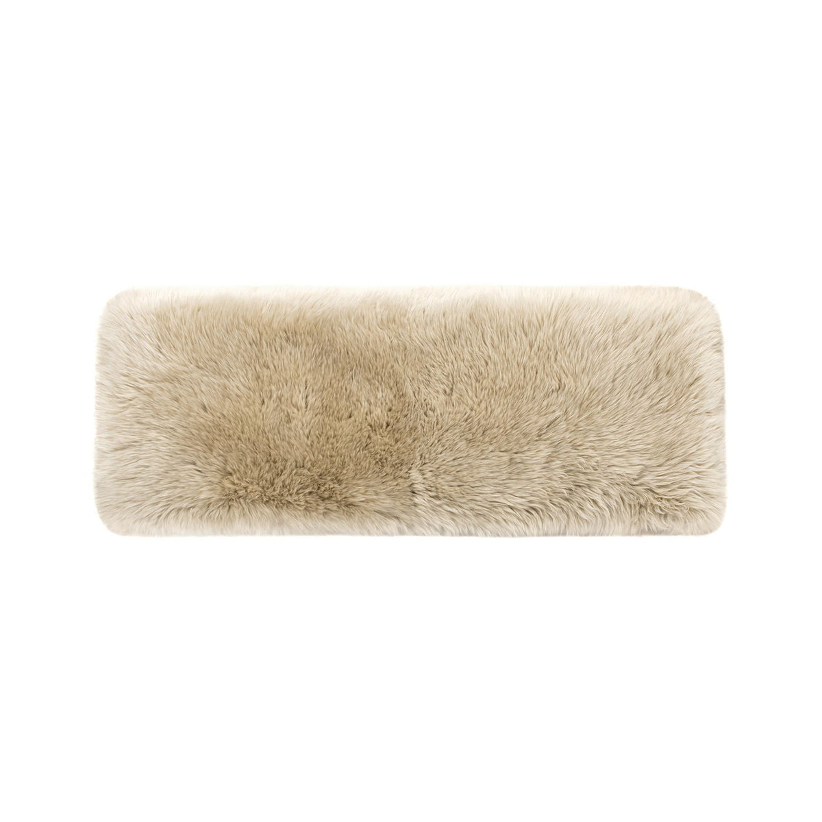 HouseOfZazla natural blonde sheepskin fur rectangular bench with plush upholstery on Tampa Home & Garden Store