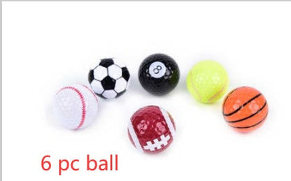 6 pc ball set with baseball, soccer ball, 8-ball, tennis ball, football and basketball on Tampa Home & Garden Store