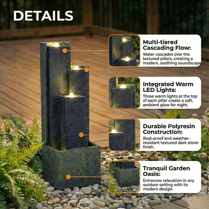 Modern 39 Inch Outdoor Water Fountain For Patio