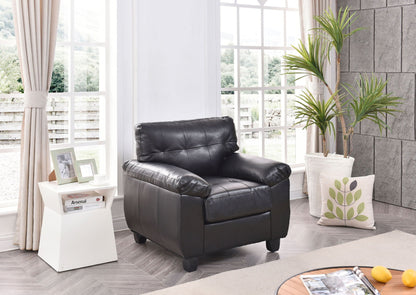 Accent Chair with Removable Back and Pocketed Coil Cushion, black leather HouseOfZazla on Tampa Home & Garden Store