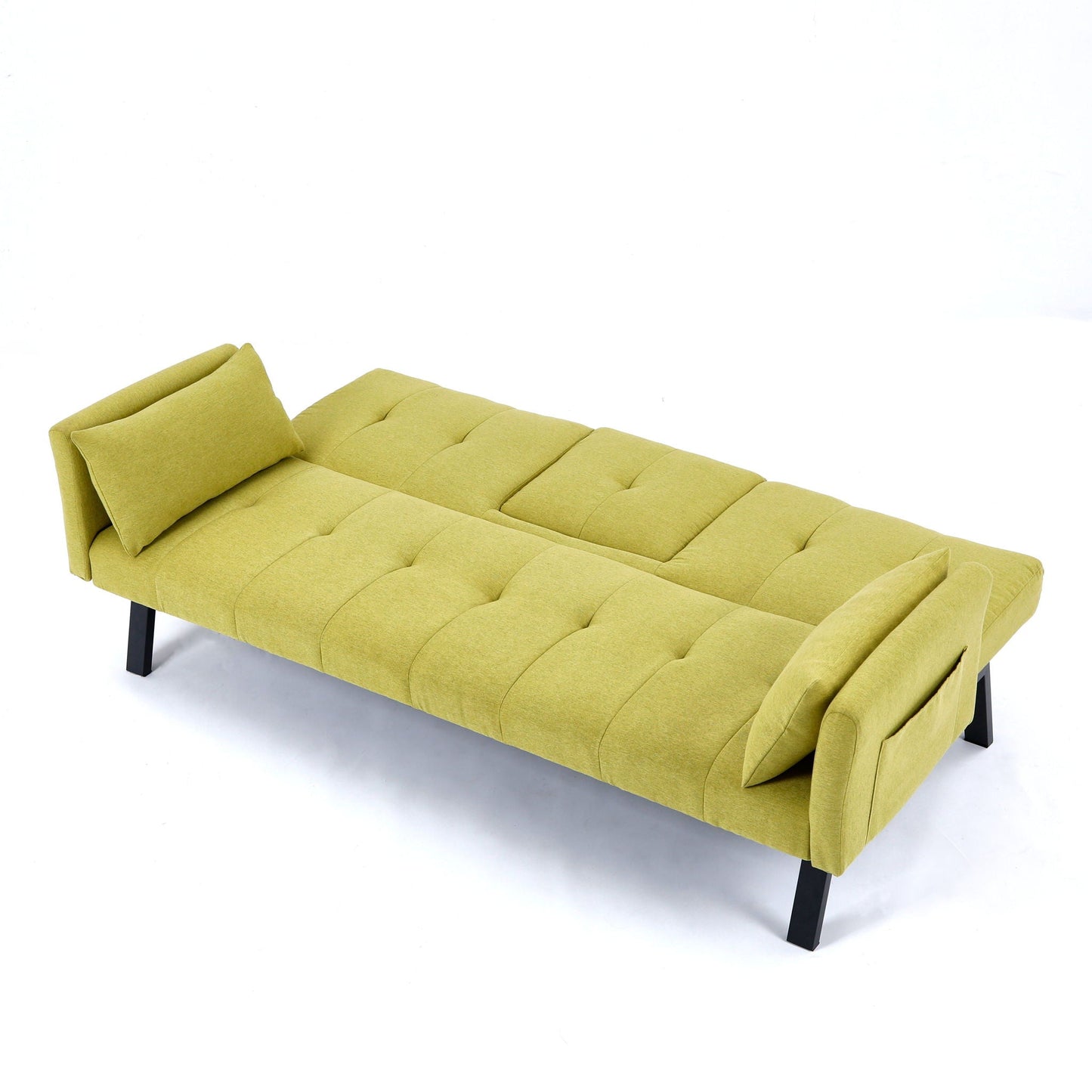 Green Foldable Sofa Bed with a Cup Holder